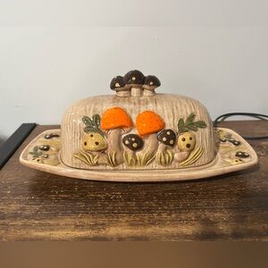 Vintage mushroom butter dish